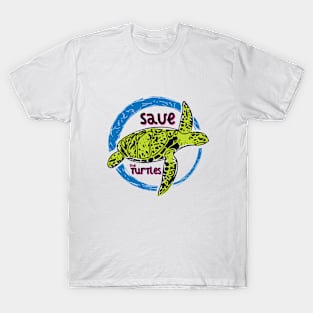 SAVE THE TURTLES! TURTLE-TASTIC ECO TURTLE LOGO MOTIF T-Shirt